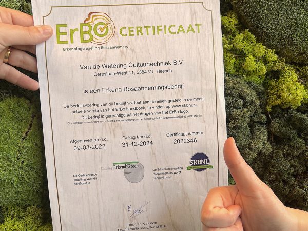 Wetering behaalt ERBO-certificaat